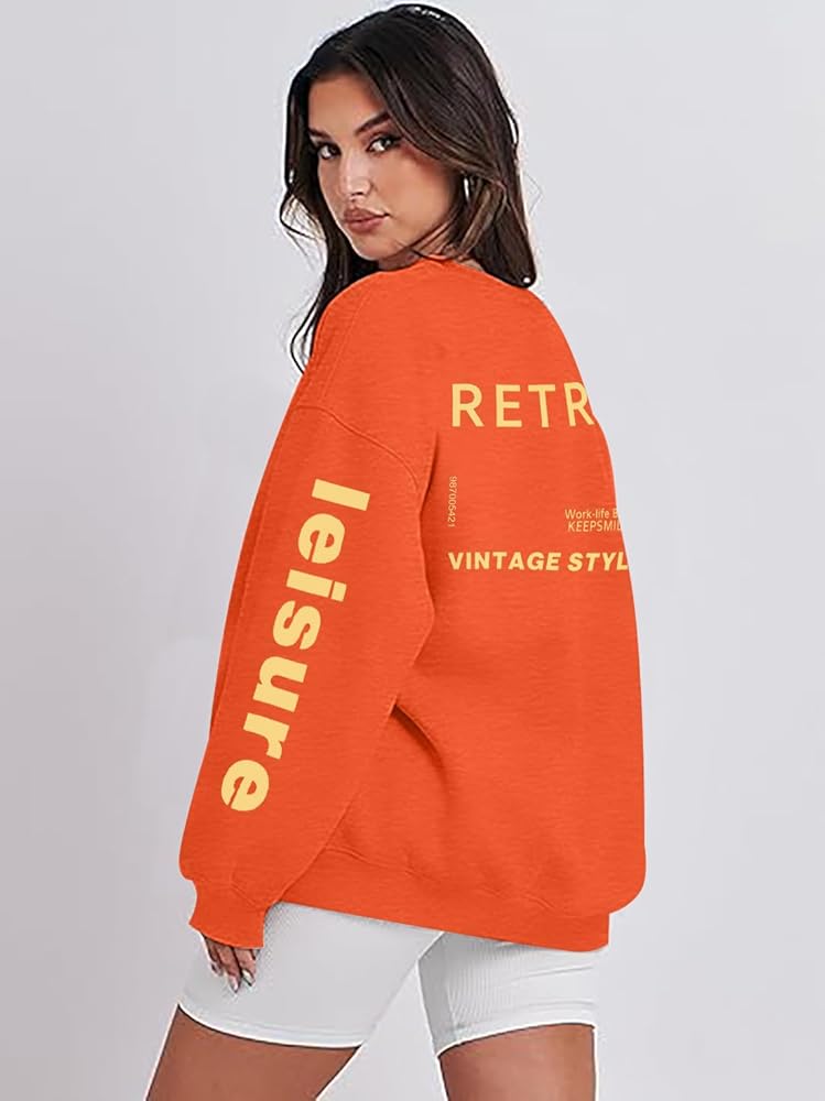MYHALF Oversized Sweatshirt Women Crewneck Shirt: Long
